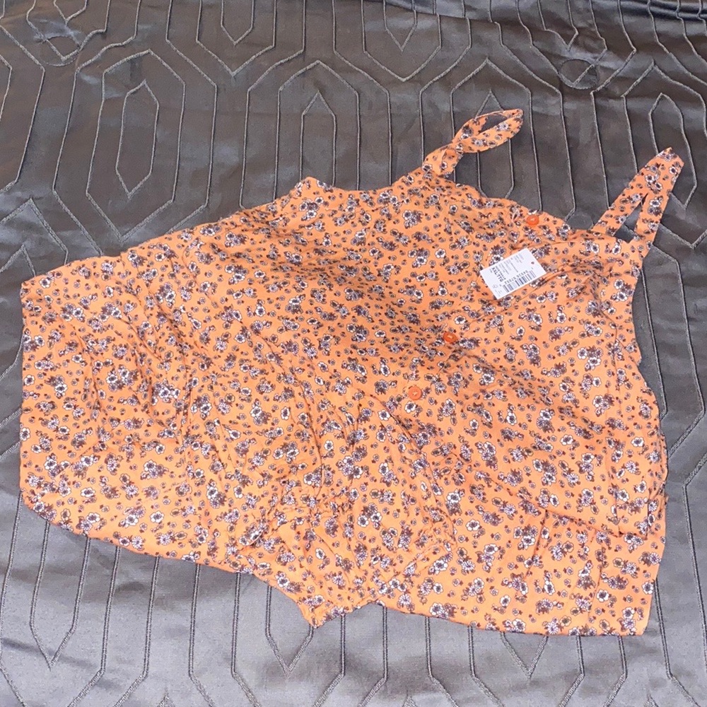 Childrens Place romper, SZ: XXL, light orange with floral design